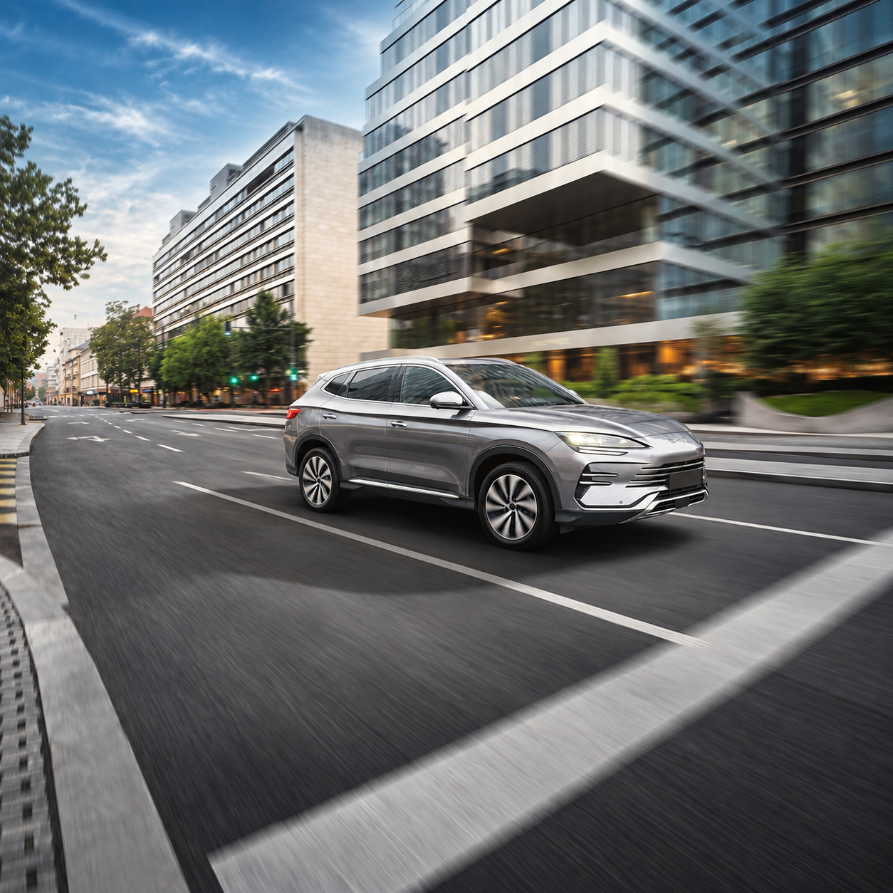 SUV BYD D'argento Tra Le Luci Urbane 1