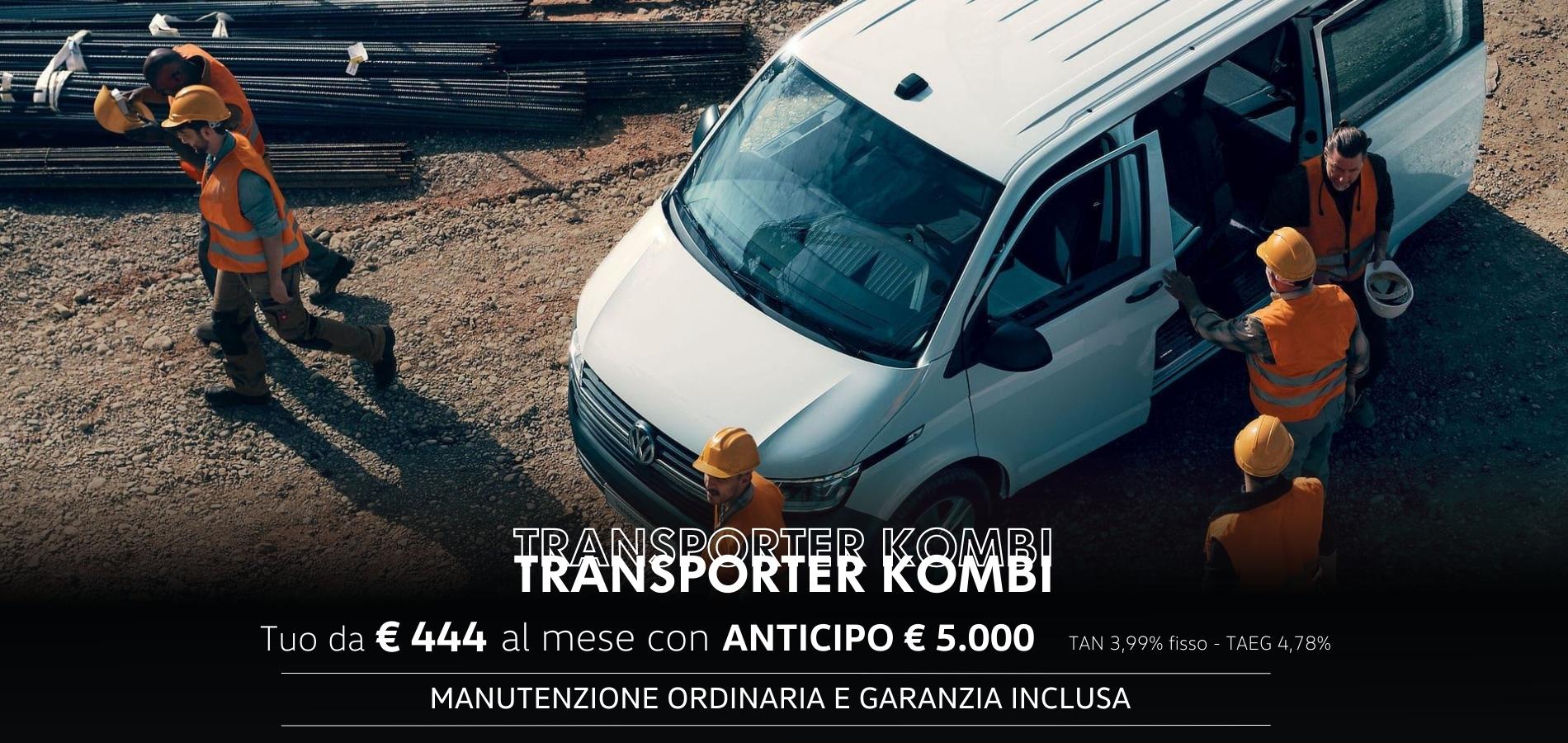 Volkswagen Transporter Kombi tuo da € 444 al mese con Progetto Valore Volkswagen